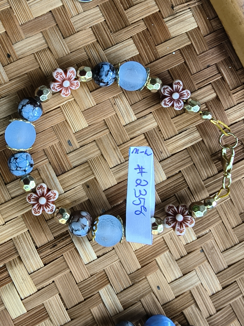 Delicate Blue Floral Beaded Bracelet